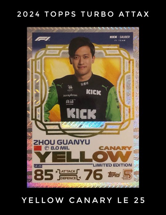 Zhou Guanyu 2024 Topps Turbo Attax Yellow Canary LE 25