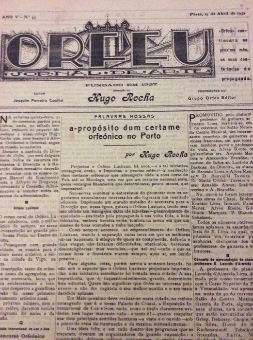 Orfeu. Jornal de arte. N.º 53, Pôrto 15 de Abril de 1932