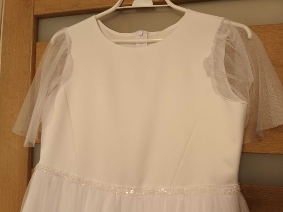 Sukienka komunijna, torebka, bolerko i wianek