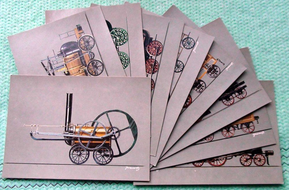 Набор почтовых художественных открыток Паровозы история