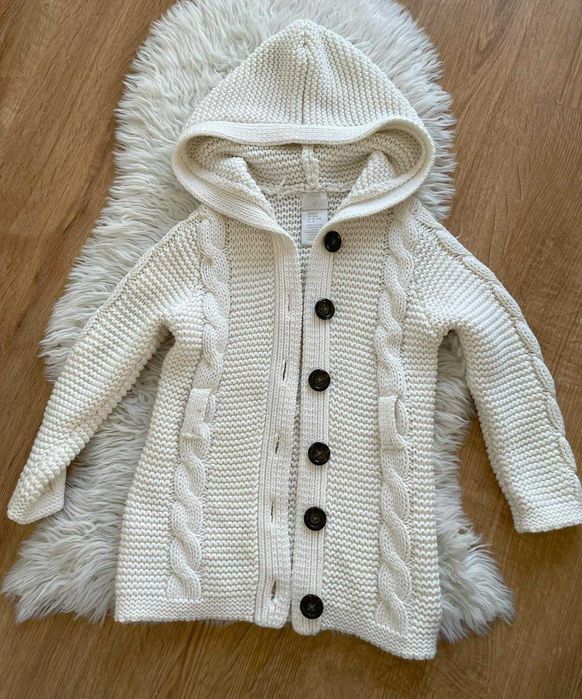Kardigan sweter kremowy vintage  92  r. 18 - 24