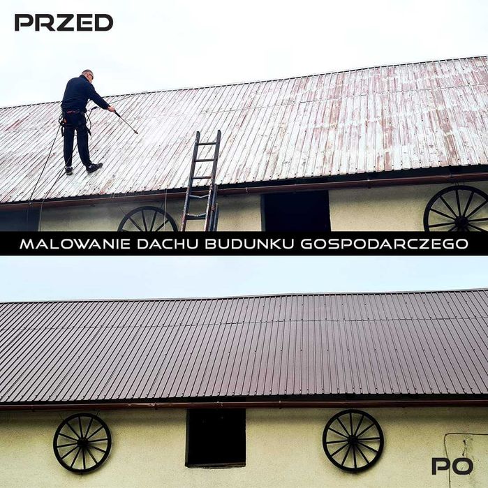 Malowanie  dachów,elewacji ,naprawa dachów montaż rynnień- śniegolapów