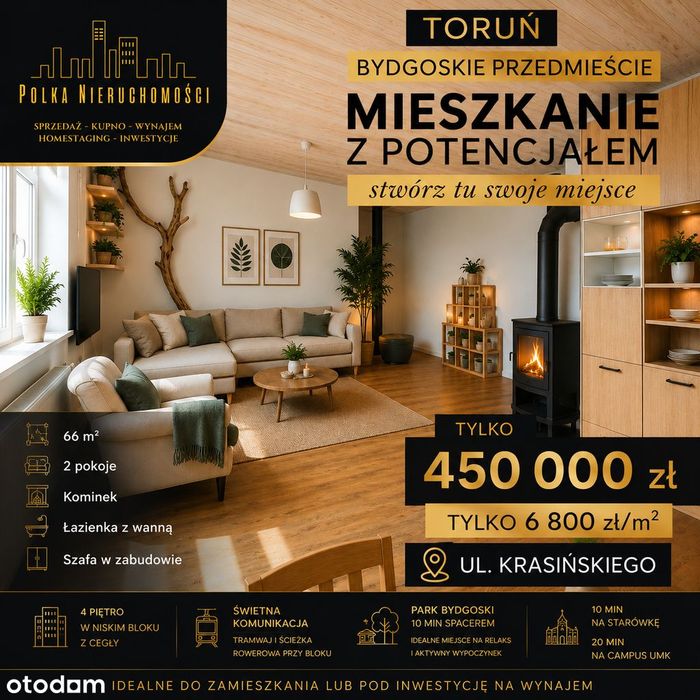 Tylko 6 800 zl/m2 - Bydgoskie Przedmieście, blisko UMK, starówka