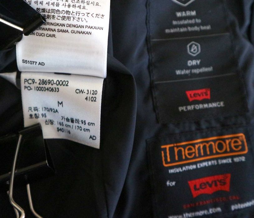 Levis Hyde Quilted męska pikowana bombera czarna kurtka rozmiar M