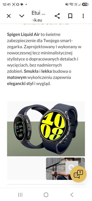 Etui Spigen Liquid Air do Galaxy Watch 7 44mm, czarne w bdb stanie
