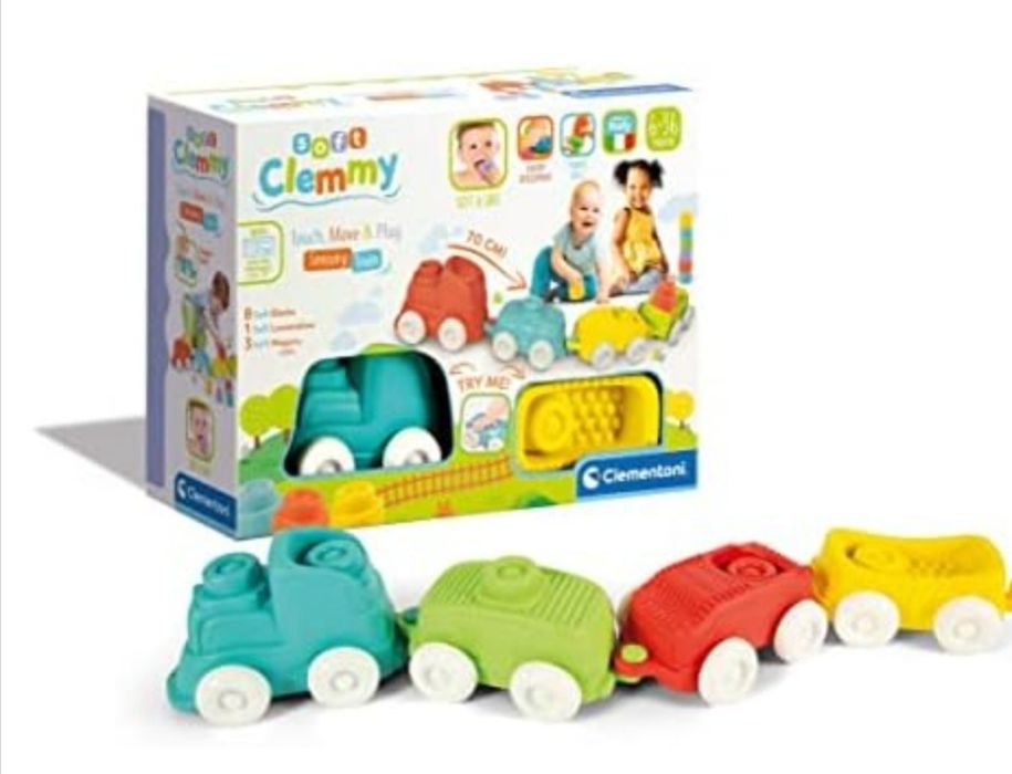 Soft Clemy: Elefante, comboio sensorial e balde de atividades