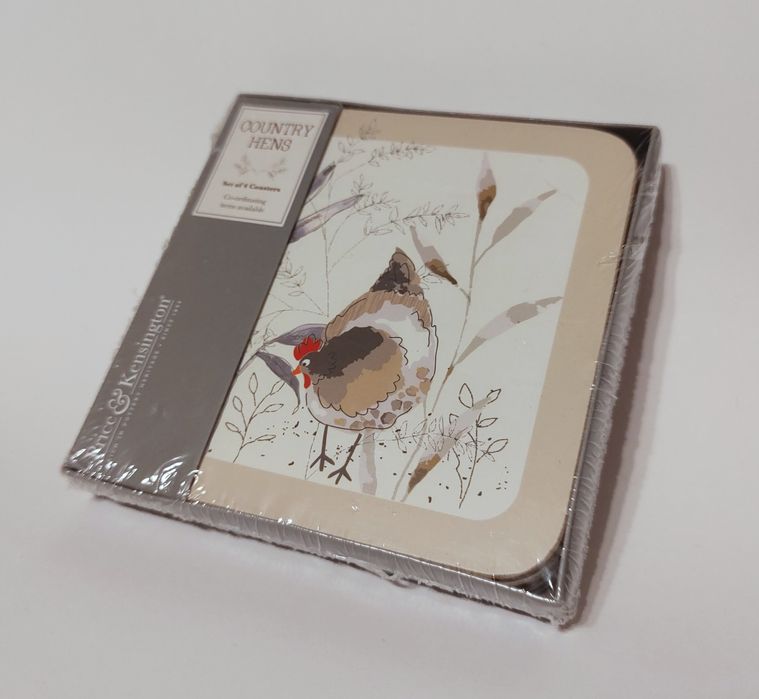 Cztery korkowe podkładki 105x105x4mm / Country Hens / kura