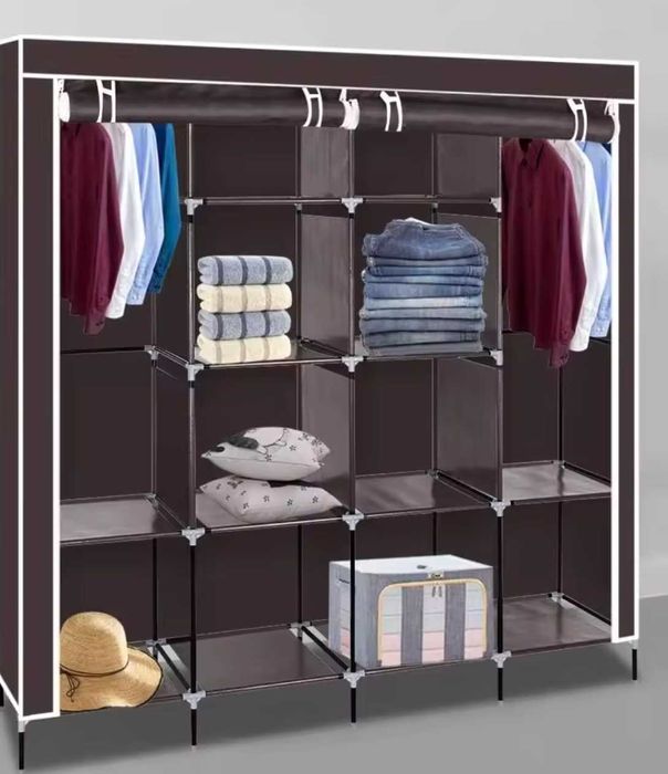 Вместительный каркасный шкаф для одежды обуви большой органайзер