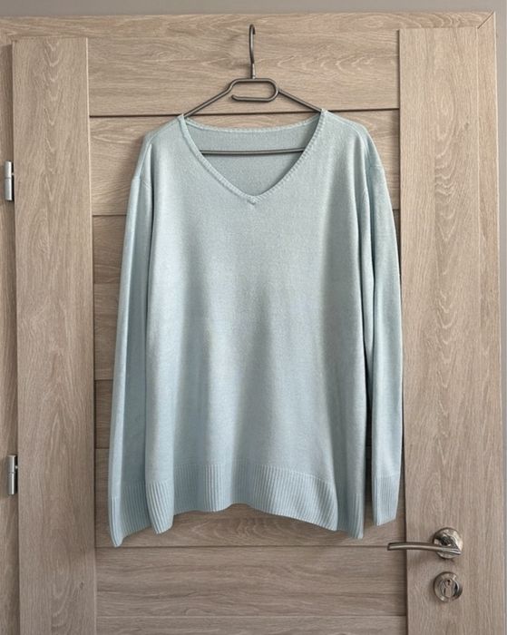 Niebieski blekitny  sweter damski XXL plus size oversize 44
