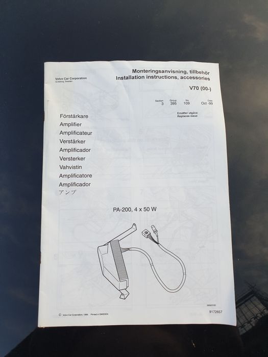 Instrukcja podłączenia wzmacniacza volvo V70II