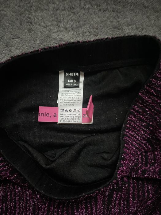 Komplet imprezowy brokatowy crop top + spodniczka Shein S