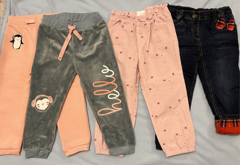 grube spodnie dresy jeansy dziewczęce 98 4szt.