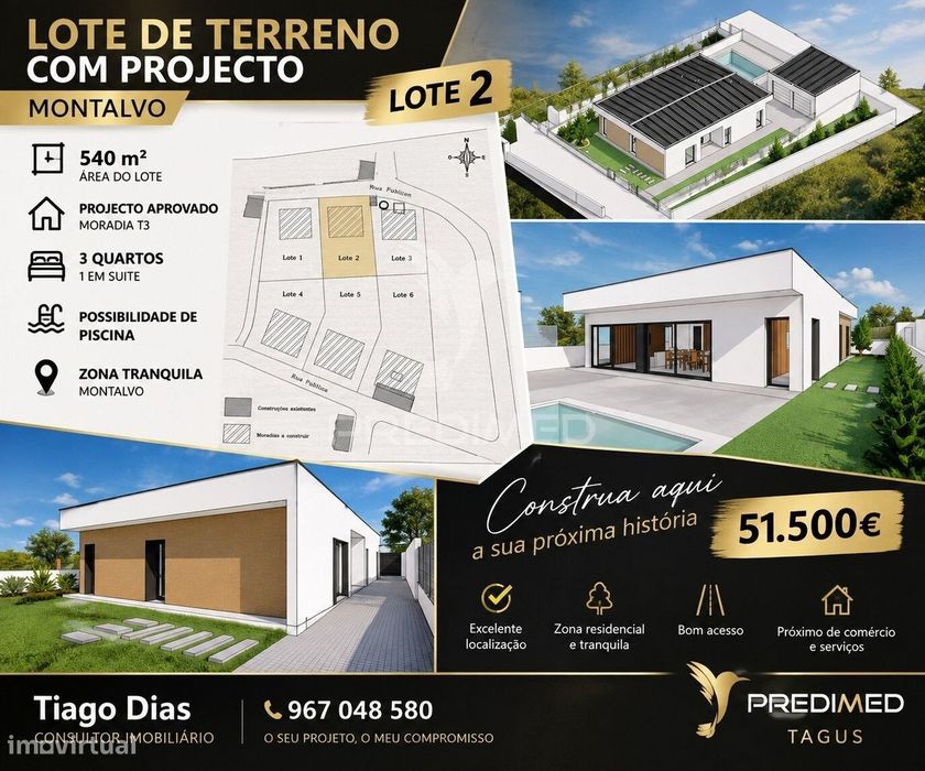 Lote de Terreno com 540 m² com Projeto T3, Piscina e Garagem – Mont...