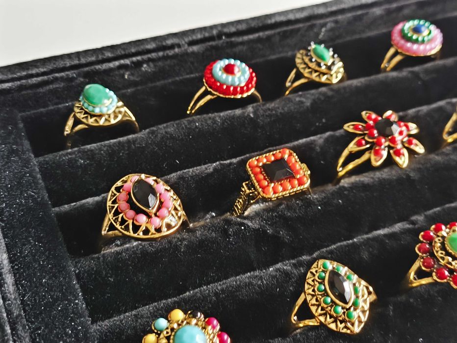 20 peças de anéis femininos de acrílico