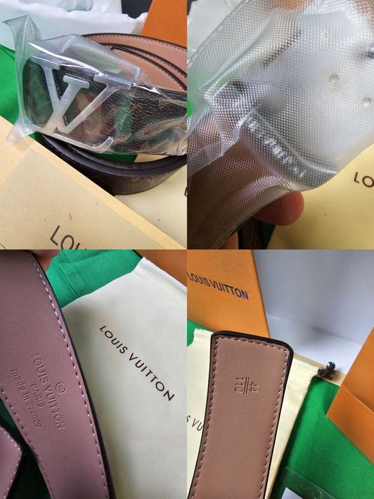 Pasek unisex Louis Vuitton komplet zloty srebrny nowość brazowy Premium