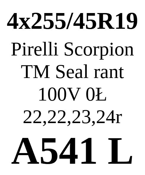 2x 255/45R19 Pirelli Scorpion TM Seal 2023/24r 6mm B/A/69dB JAK NOWE