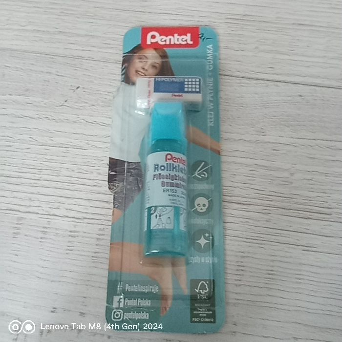 Zestaw Pentel klej w płynie+gumka