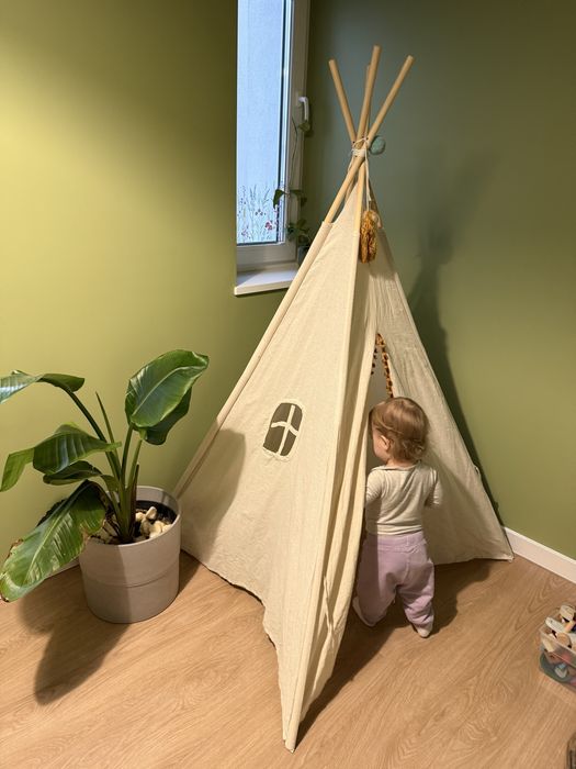 TIPI dziecięce beżowe boho – namiot do pokoju