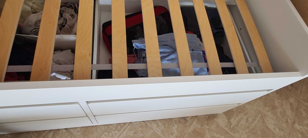 SLÄKT
Estrut cama c/arrum+estrad ripas, branco, 90x200 cm