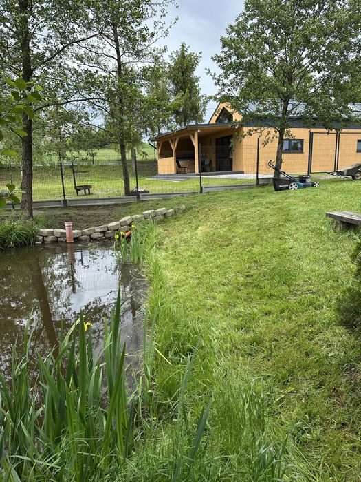 Domek 12 osob jacuzzi balia na wylacznosc Gowidlino kaszuby staw jezioro plaza