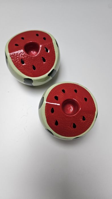 Świecznik stołowy ceramiczny owocowy arbuz