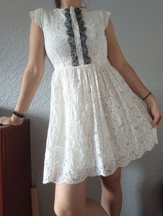 Sukienka koronkowa biała boho koktajlowa_ORSAY Rozmiar 38 M