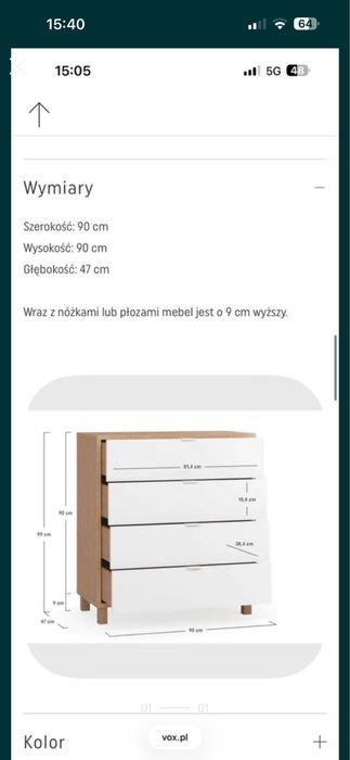 Komoda biało-drewniana Vox