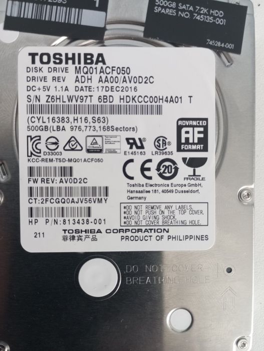 Жорсткий диск TOSHIBA 500gb