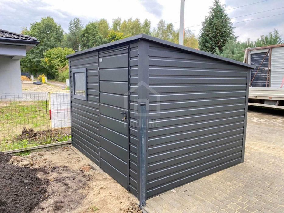Schowek domek ogrodowy 2,8×2 drzwi okno dach spad w tył PLG246