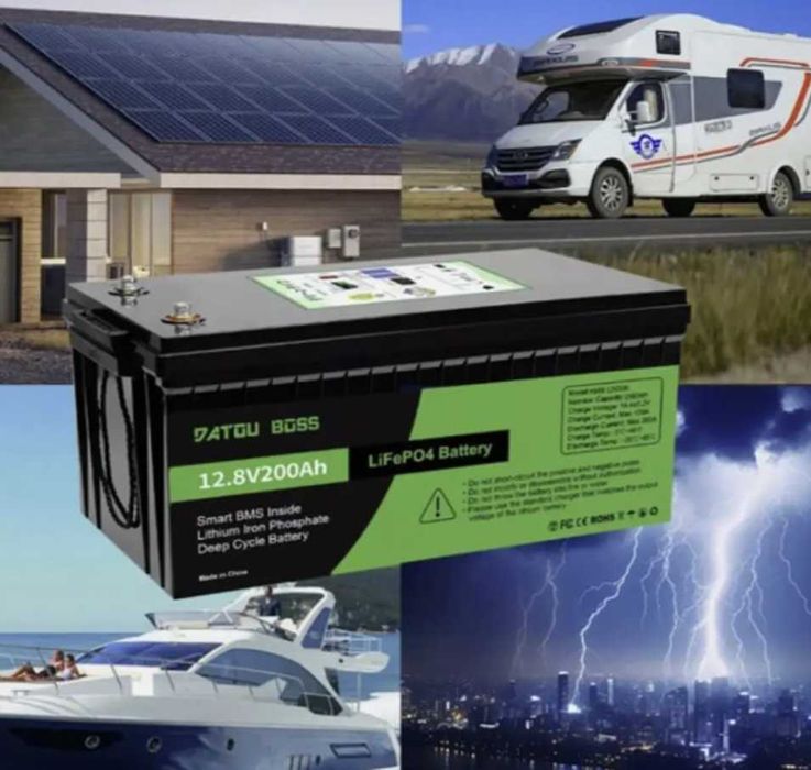 акумулятор datouboss lifepo4 12.8v 200ah літій-залізо-фосф батарея bms