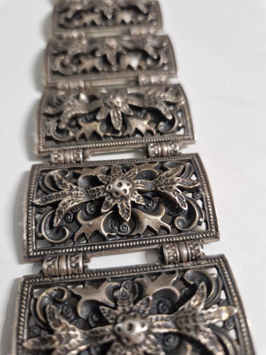 Stara Srebrna Bransoleta 925 Bransoletka 134g Vintage Filigran