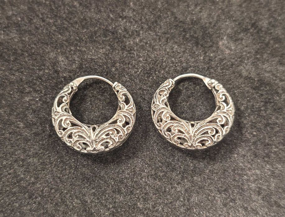 Srebrne kolczyki ażurowe p925 8,10g Vintage Niemcy lata 60"