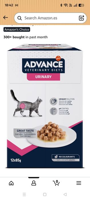 Ração húmida advance urinary