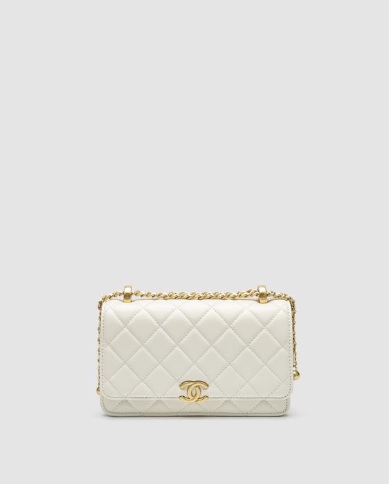 Сумка Chanel Calfskin Quilted Perfect Fit Wallet On Chain Cream/Gold