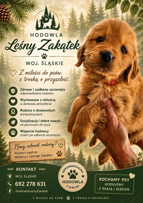 Golden Retriever ciemno złote  Badania genetyczne.