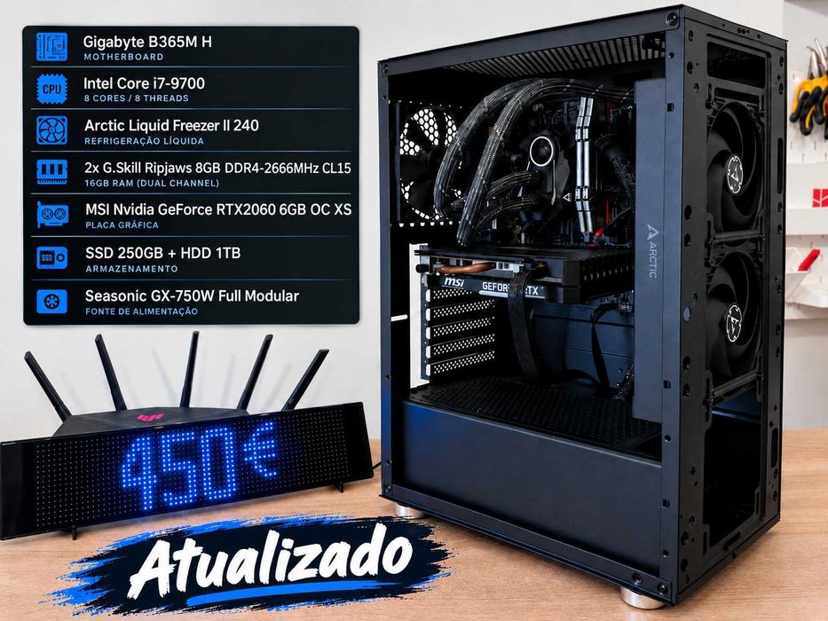 PC Gaming i7-9700 + RTX 2060 6GB + 16GB RAM + SSD 250GB + HDD 1TB