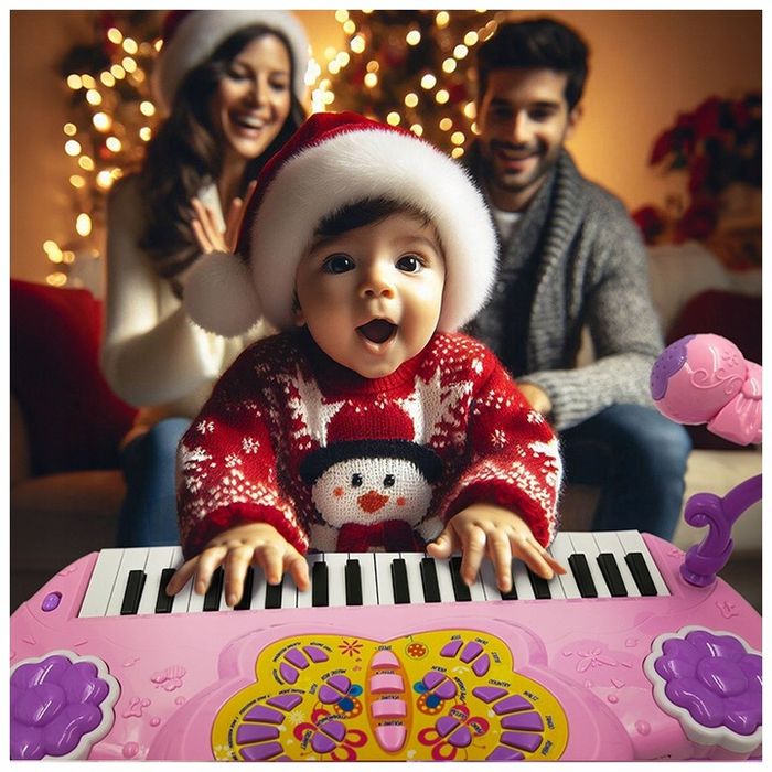 Duże Pianino Organy Keyboard Dla Dzieci Krzesełko Mikrofon Nagrywanie