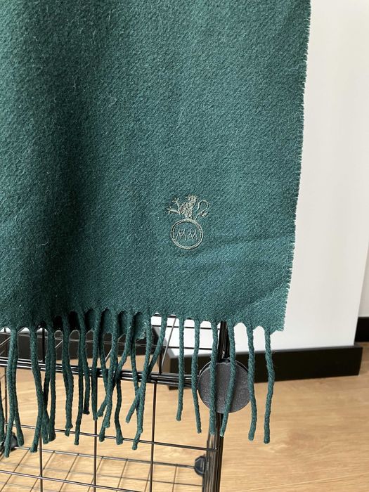 Zielony wełniany szal vintage butelkowa zieleń MM 1833