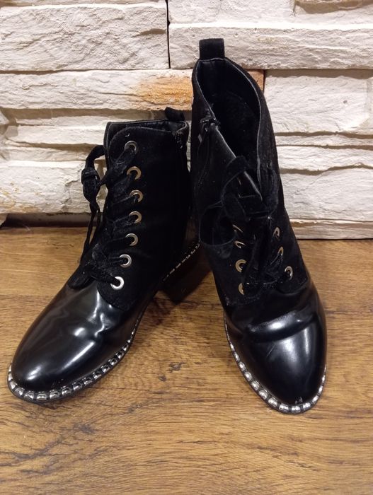 Sztyblety botki trzewiki workery zamsz lakier VGY Max r.36  C.T.1D.x