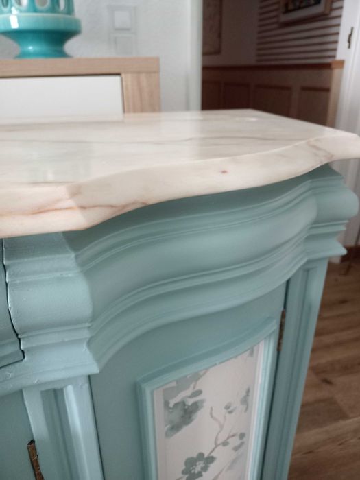 Aparador nogueira,azul,bege,branco.Tampo pedra.LER DESCRIÇÃO TOTAL !