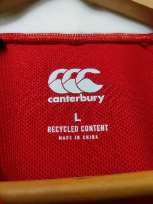 bluzka koszulka L sportowa Jersey rugby czerwona biała running Canterb