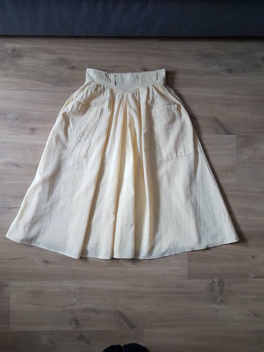 Vintage żółta bawełniana spódnica z kieszeniami West Germany roz. 36