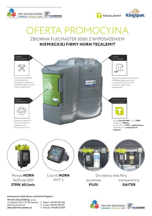 Zbiornik do paliwa ON diesla FuelMaster 5000L Kingspan HORN TECALEMIT