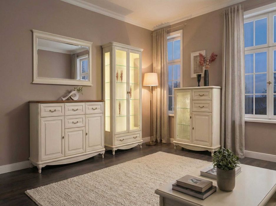 Zestaw Mebli Klasycznych Komoda+Witryna+Komoda