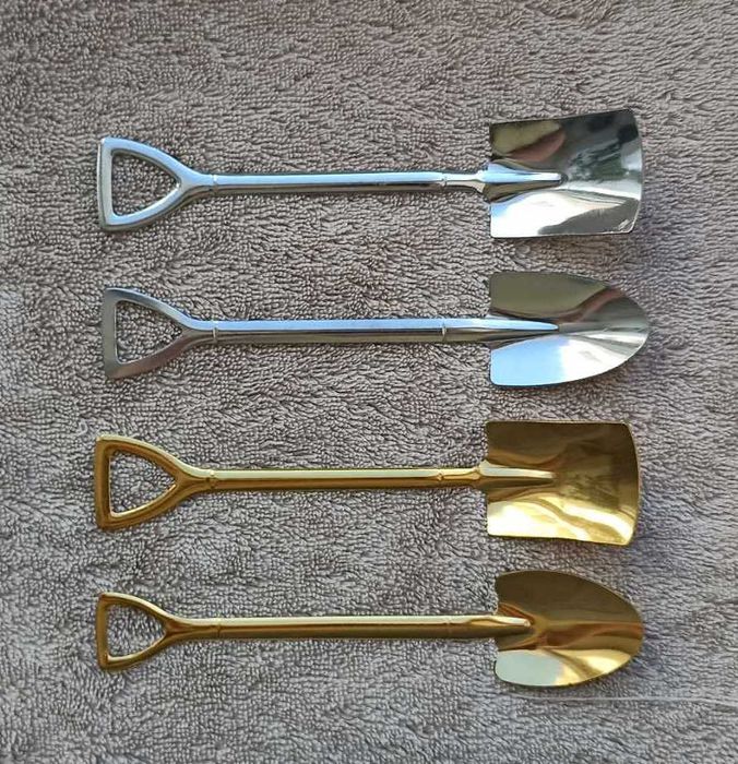 Десертные ложки в виде лопаты. Золото, Серебро. Ложки-лопаты. Брелок