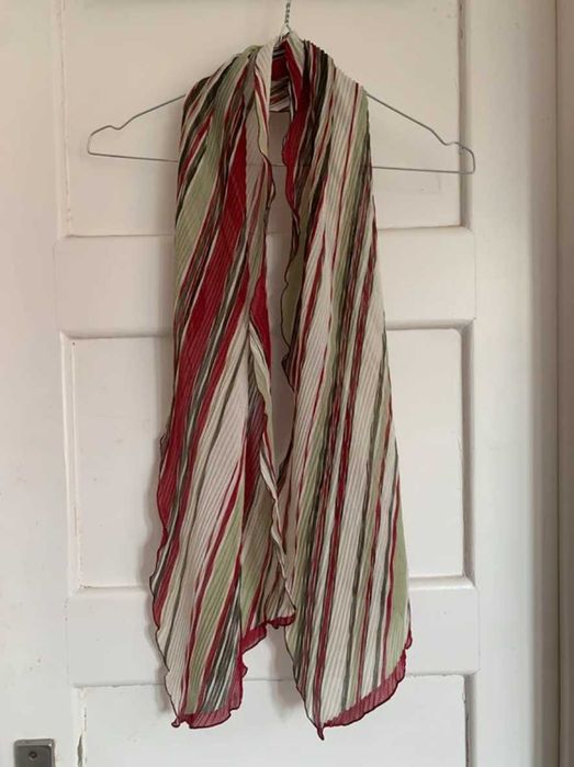 Lenço Viyella bordeaux, branco, verde 142 x 30 cm