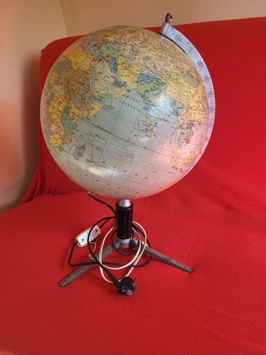 Stary duży globus podświetlany z lat 60 - 70 PRL-U