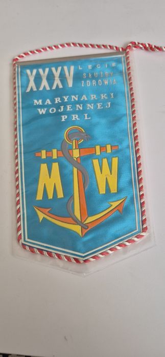 Stary proporczyk XXXVlecie Służby Zdrowia Marynarki Wojennej PRL