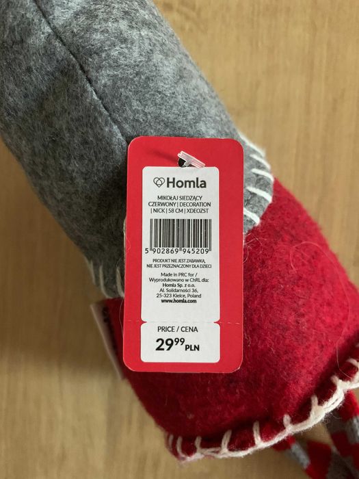 świąteczna dekoracja krasnal mikołaj