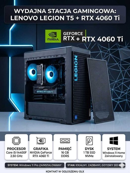 komputer stacjonarny  i5-14400F. RTX 4060TI 256GB SSD 16GB RAM DDR5